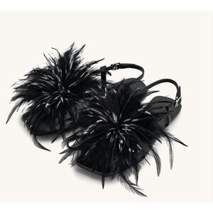 JW Pei Fluffy Flats Sandals - Black Sz 9